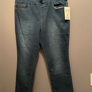 Gloria Vanderbilt Women's Amanda Pull On Plus Size 18 Blue Straight 29Plus Jeans